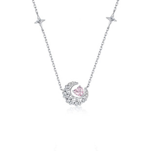 High-end dreamy heart moon pendant necklace female sweet girl clavicle chain Joker niche feeling necklace jewelry wholesale