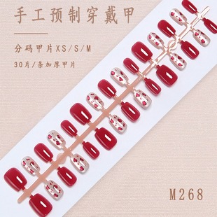 Angola Red Nail Wearing Nail Tablets Advanced Sense False Nails Hand Wearing Nail Temperament White Nail Stickers Wholesale