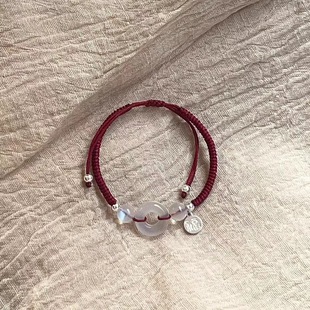 "Jinse Nianhua" New Chinese Style Safe Buckle Hand Rope Fu Brand Red Rope Woven Bracelet Female Antique Ethnic Style Bracelet