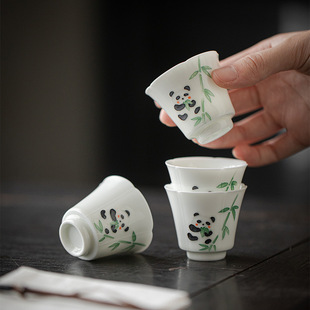 Moji hand painted panda tea cup Republic of China style underglaze color ceramic tea cup household kung fu tea set Single Cup