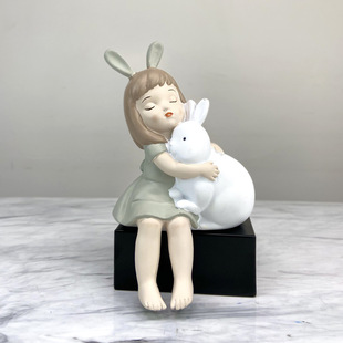 Light Luxury Resin Creative Cute Little Girl Ornaments Home Bedroom Children's Room Book Desktop Decorations Birthday Gift