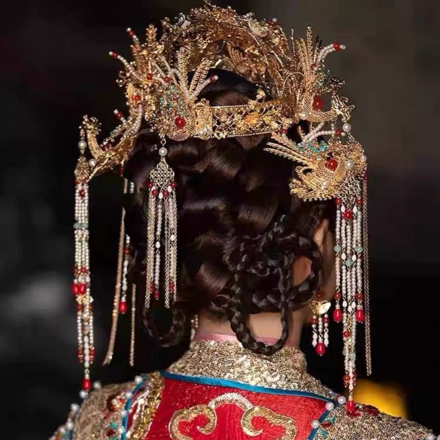 Fengguan Ming headdress bride Hanfu wedding hair crown new Chinese wedding luxury Queen wedding Xiuhe hair accessories