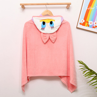 Children's bath towel bathrobe newborn hooded cloak baby spring and autumn bath wearable wrap quick-drying insulation
