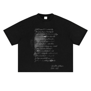 NOTSEXX "Shakespeare" Digital White Ink Direct Injection 260g Cotton Old boxy Loose Short Sleeve T-shirt Men