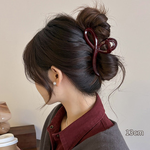 Ankola Red Button Grab Clip Women's New Hair Shark Clip High-grade Sense Back of Head Elegant Hairpin Headwear Hairpin