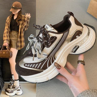 South Korea niche boutique version ~ uncle's little height daddy shoes women 2025 spring new thick-soled casual shoes