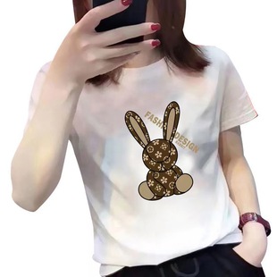 2023 New Summer Casual Pure Cotton T White Round Neck Short-sleeved T-shirt Women's All-match Slim-fit Top Women's Instagram Style Trendy