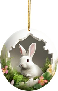 Cross-border new acrylic flat car cartoon creative cute rabbit car rearview mirror decoration pendant