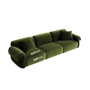 American Retro Three-person Fabric Sofa French-style Quiet Living Room Small Apartment In-line Designer Dark Green Sofa