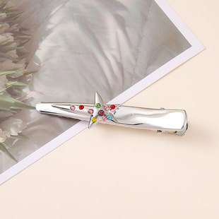 Y2K Metal Hairpin Women's Side Bangs One-character Clip Headwear Hairpin Cyber Celebrity Dopamine Sweet Cool Duckbill Clip Hair Accessories