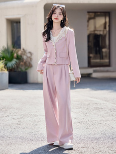 1 small fragrant style suit wide leg pants suit women 2025 new casual fried street fashion explosions two-piece YJ8532