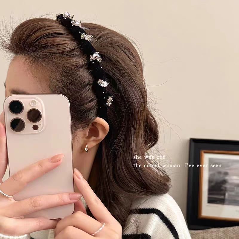 South Korea Road Headband Women's High Cranial Top Fluffy Face Wash Headband Advanced Sense Daily Outer Wear Headband Wide-brimmed Hair Accessories