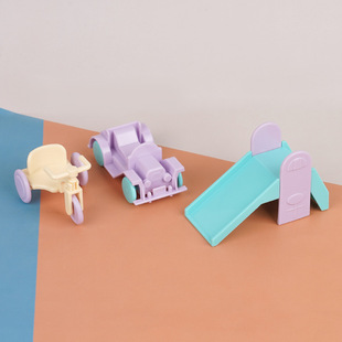 Simulation Mini Children Play House Toy Bicycle Tricycle Slide Car Model Doll House Ornaments Toy
