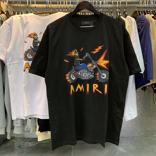 AM1R1 ICON нишевые марки мира голубь с принтом с круглым вырезом, свободная футболка с короткими рукавами, мужская и женская пара с половинными рукавами