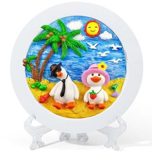 Детский рельефный рисунок diy гипсовая игрушка диск круглый 3d стерео рисование гипсовая кукла окраска белого зародыша роспись