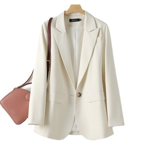 Beige Small Suit Jacket 2023 New Elegant Lapel One Button Internet Celebrity Suit Casual Jacket 6179