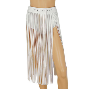 Long Fringe Skirt Women's Belt Gypsy Style Belt Women's All-match Adjustable Skirt Pu Leather Waist Cover