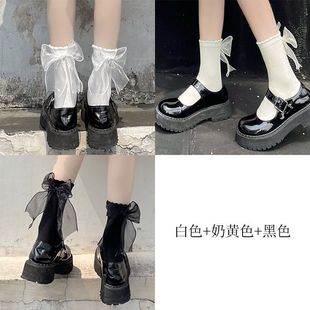 Белый jk носки женские мужские носки s прилив бант крылья lolita кружева чулки кружевные женские короткие трубочки