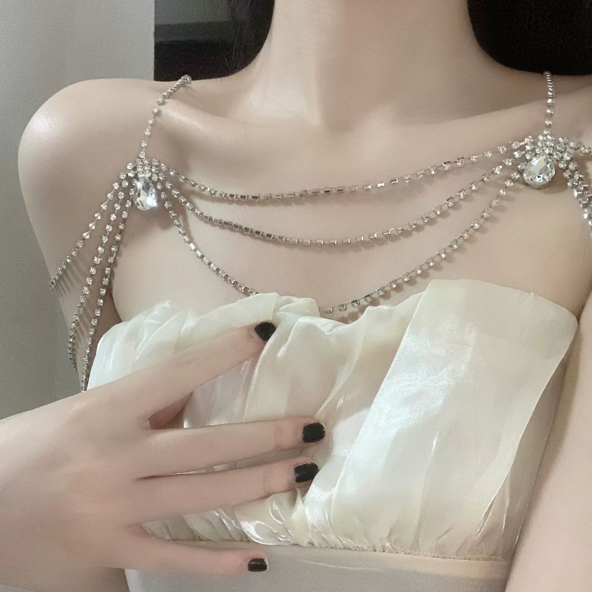 Cross-Border Rhinestone Clavicle Chain Accessories Wedding Accessories Elegant Body Chain Multi-Layer Export Shoulder Chain Body Chain