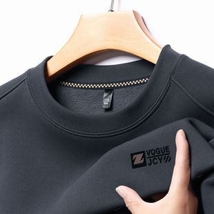 Men's autumn and winter New fleece-lined thickened warm long-sleeved round neck sweater young and middle-aged fashion casual men's clothing