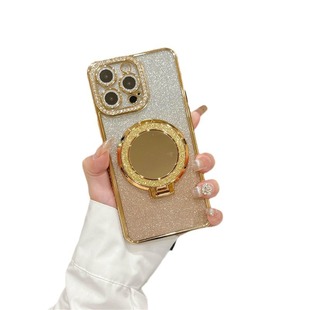 Electroplated Edge Drill iphone15 Glitter Mirror Bracket Apple 14promax Mobile Phone Case Glitter Lens Film Suitable