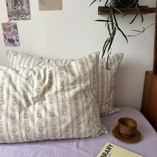 Pillowcase Single Piece Solid Color Ins Simple Striped Pillowcase Single Piece Pure Cotton Pillowcase One Pair Set