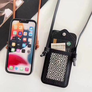 For Apple iPhone14pro/15 mobile phone case 16/11 card diagonal coin purse protective cover 13 foreign trade