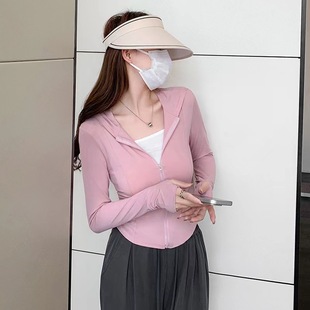 UPF50 Sun Protection Clothing Summer New Anti-ultraviolet Slim-fit Ice Silk Breathable Lightweight Women's Super Good-looking Sun Protection Clothing
