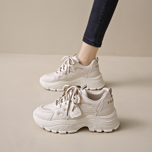Autumn Women's Shoes New Breathable White Shoes Women's All-match Korean-style Thick-soled sneaker Casual Running Dad Trendy Shoes