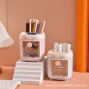 Lovely cute piggy pen holder student desktop storage bucket girl children's stationery storage large capacity