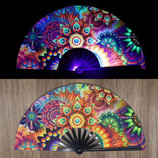 in stock Cross-border Explosions Kung Fu Fan Dance Props Can Set Music Festival Carnival Fan Foreign Trade Source Factory Direct Supply