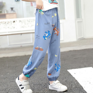 New Anti-mosquito Pants for Boys and Girls in Cotton Silk Small and Medium-sized Children's Baby Bloomers Thin Trousers Spring and Summer Pajama Pants
