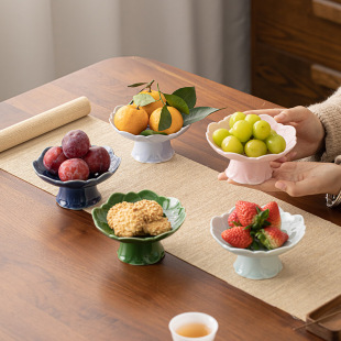 Ceramic goblet tea tray Chinese pastry decoration plate fruit plate Zen Buddha worship plate stove tea tea room snack plate