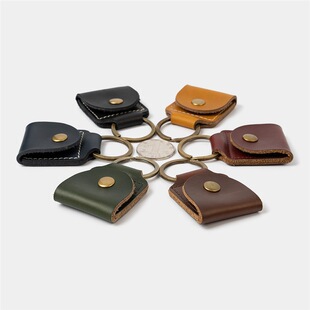 Cowhide guitar pulling leather case single commemorative coin bag cowhide key ring men and women gift