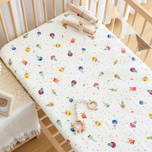 Crib Bed Hat Cotton Class A Newborn Baby Gauze Bed Sheet Kindergarten Children's Spliced Mattress Protective Cover