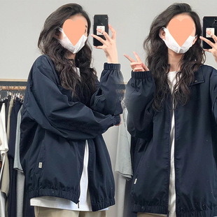 Spring and Autumn New Style Vertical Collar Work Jacket Women's Japanese Style Retro Loose All-match Embroidered Baseball Suit Jacket