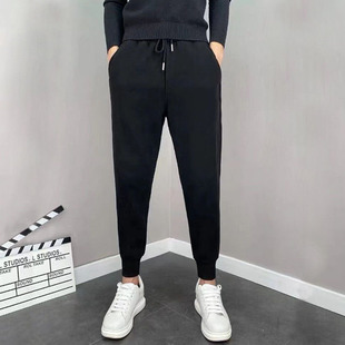 Men's casual pants youth straight loose sports pants thin drawstring ankle-tied pants summer simple men's pants
