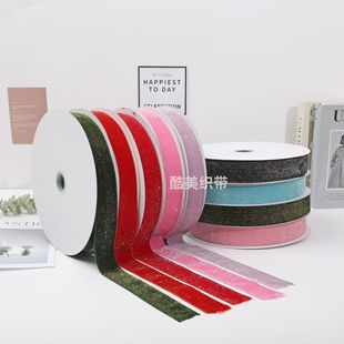 Factory Ribbon New Star Point Onion Velvet Belt Flash Velvet Belt One Side with Silver Silk Gold Velvet Belt Glitter Flocking