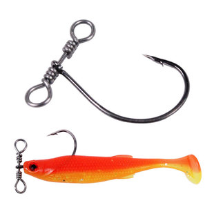 Wholesale balance single hook black nickel crank hook double hole swivel accessories Luya soft bait