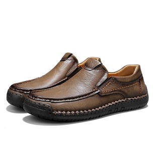 Cross-border plus size 47 48 men's new casual shoes trend spring low hand-stitched leather shoes breathable men's shoes