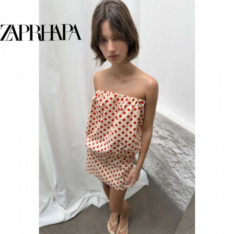 Pure Desire Style Red Polka Dot Tube Top Dress for Women, Summer Slim Fit Ruched Waist-Hugging Dress, Sexy Hot Girl Short Dress