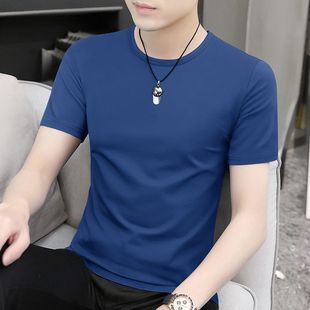 Cool Breathable Sliding Material Men's Short-sleeved T-shirt Elastic Thin Fertilizing plus size Base Shirt Underwear Ice Top Slim-fit