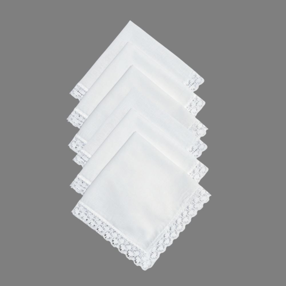26cm Cross-Border Platform Wedding Season All-Cotton Lace Trim Small Handkerchief Happiness Handkerchief DIY Embroidery Printing Handmade