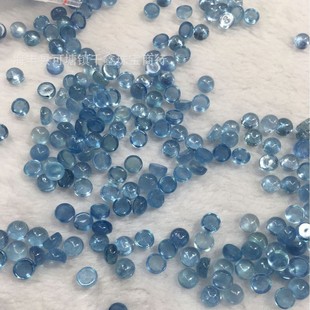 Wholesale natural aquamarine round ring surface bare stone flat plain surface 6-10mm color beautiful crystal transparent
