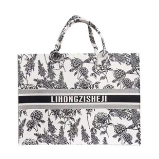 TikTok Explosive High-value Felt Bag Tote Open Tote Bag Chinese Style Blue and White Porcelain Pattern Large Capacity Gift Bag