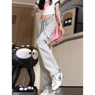 Cross-border American-style High Street Casual Pants Men's Spring and Autumn 2024 Trendy Brand Duplex Handsome Loose Straight Tooling Sports Pants
