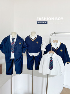 Wind Valley 2024 Autumn New Children's Wear Korean Academy Style Combination Series suit Boys and Girls British Style