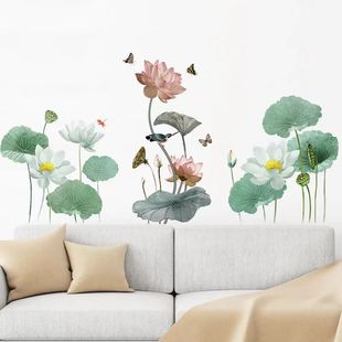 New Chinoiserie Landscape Painting Wall Stickers Wallpaper Self-adhesive Bedroom Warm Living Room Background Wall Decoration Stickers