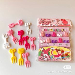 Hello Kitty Фруктовая вилка Мультфильм Девушка Сердце Kitty Кошка Лук может быть переработан с использованием фруктовых подписей