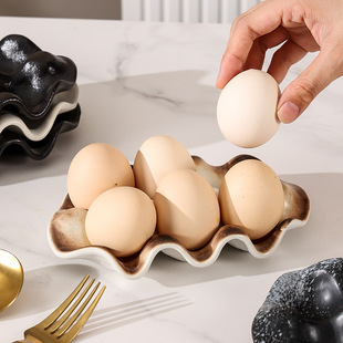 Creative personality ceramic egg tray household refrigerator food egg storage box ceramic egg tray high color value